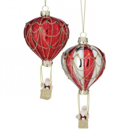 Santa in Hot Air Balloon Ornaments