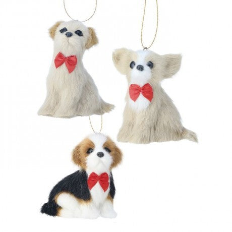 Faux Fur Holiday Dog Ornaments - 3 Options