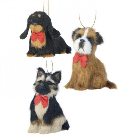 Faux Fur Holiday Dog Ornaments - 3 Options