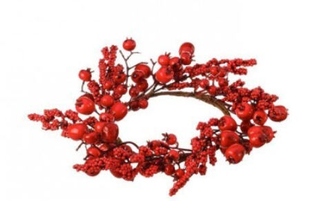 Red berry wreath on a white background