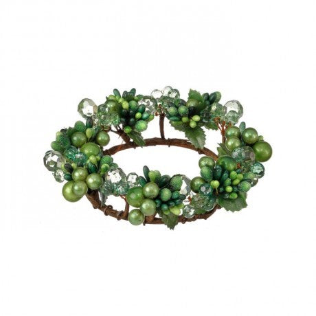 Green Berry and Jewel Candle Ring