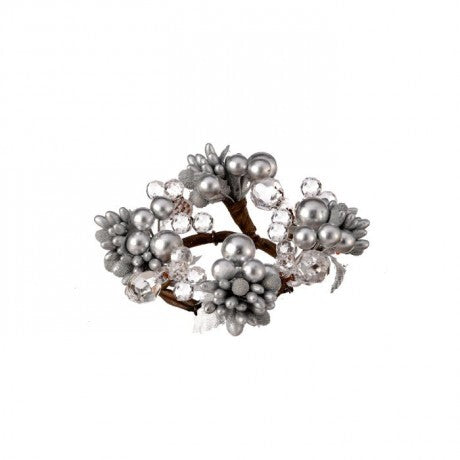 Decorative wreath with pearls and crystals on a white background