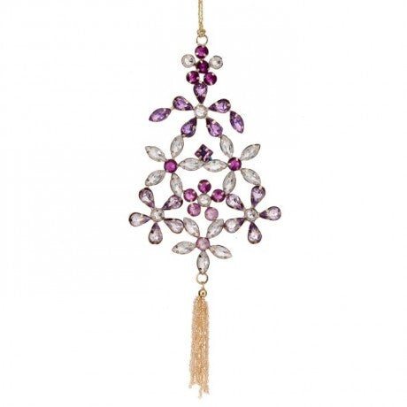 Jewel Fluret Tree with Beaded Tassle Ornament