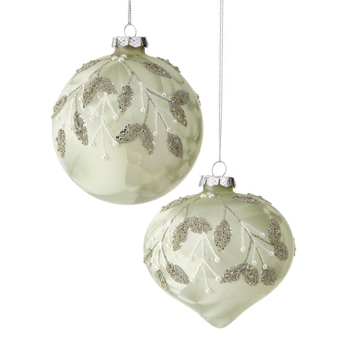 Leaf Pattern Ball and Finial Ornaments