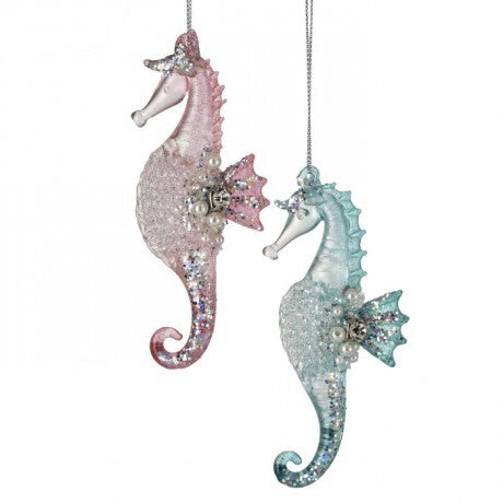 Jewel and Pearl Seahorse Ornaments