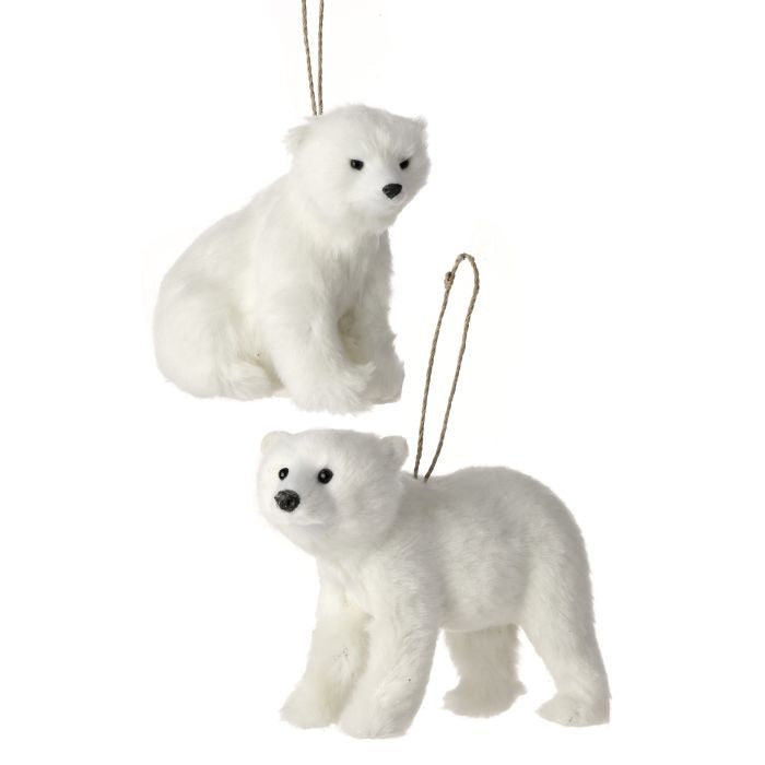 Faux Fur Polar Bear Ornaments