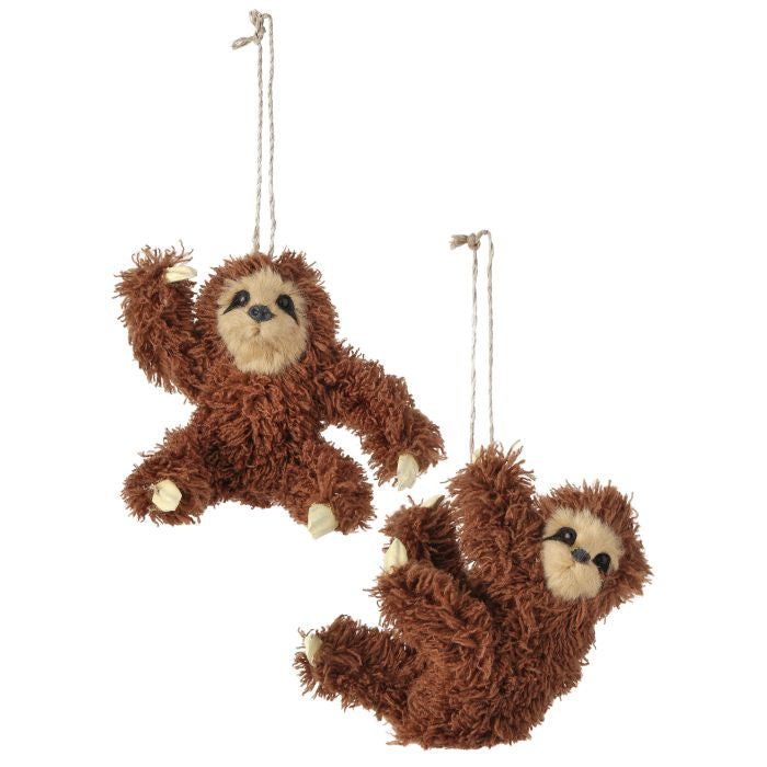 Faux Fur Hanging Sloth Ornaments