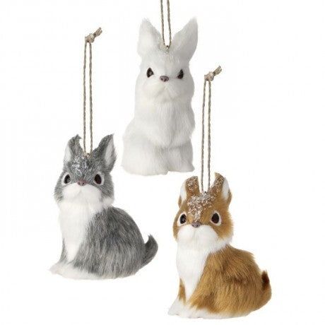 Faux Fur Winter Rabbit Ornament