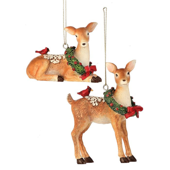 Deer with Cardinal Ornaments
