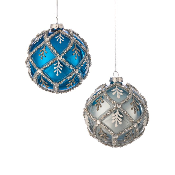 Glass with Sequin and Jewel Ball Ornaments