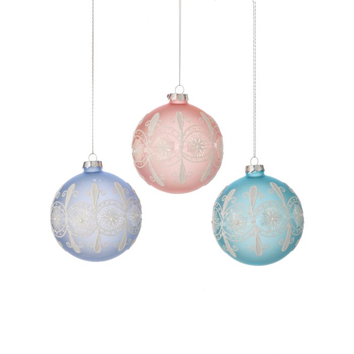 Frosted Glass Etched Ball Ornaments