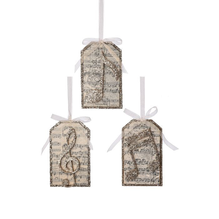 Glitter Musical Note on Tag Ornament