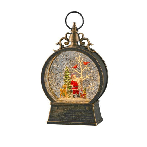 Decorative snow globe with Santa Claus and Christmas tree on a white background