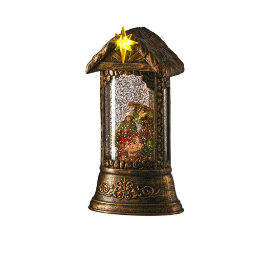 Decorative snow globe with a bird and star on a white background