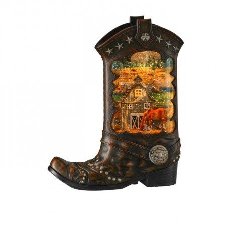 Cowboy Boot Farm Water Lantern