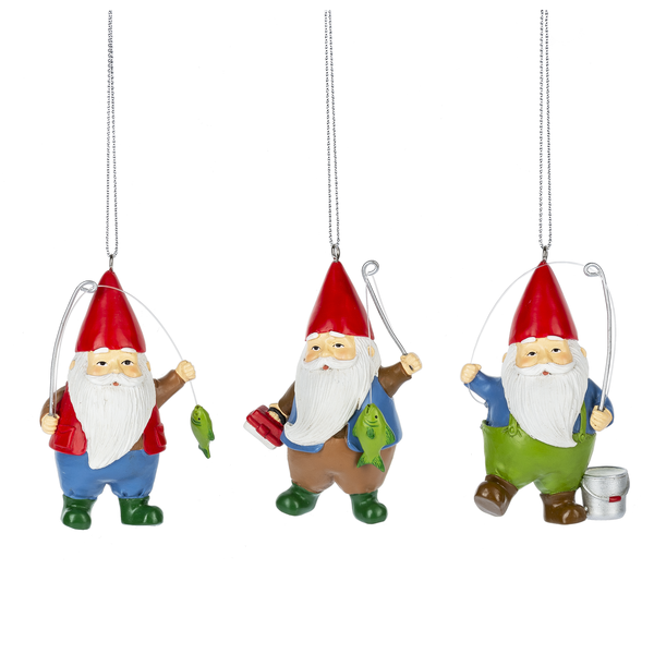 Gnome Fishing Ornaments - 3 Options