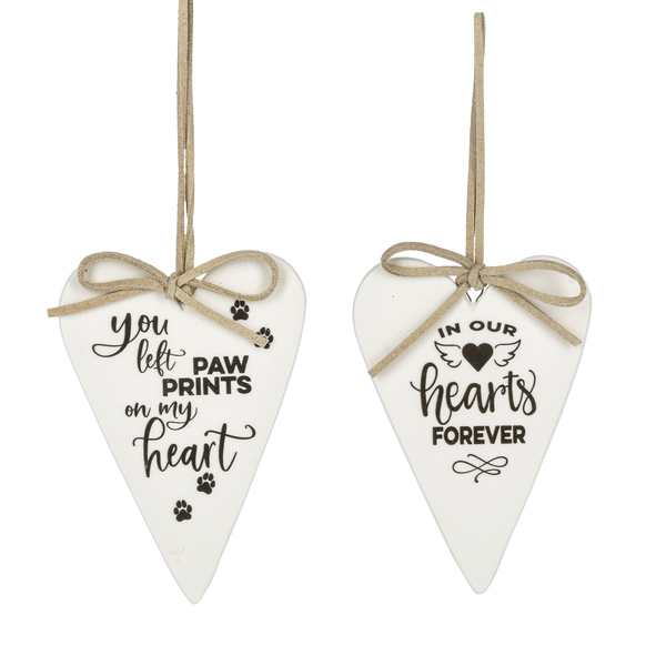 Heart Ornaments - Hearts Forever & Paw Prints on My Heart