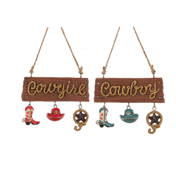 Cowboy & Cowgirl Ornaments - 2 Styles
