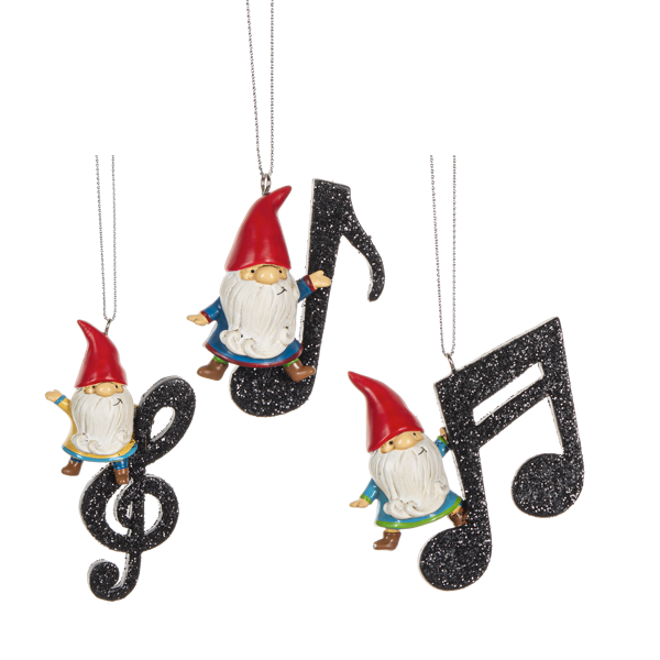 Gnome Music Note Ornaments - 3 Options