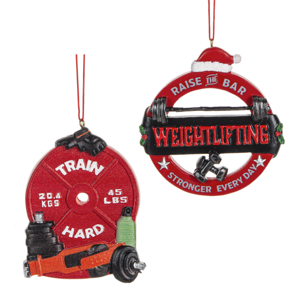 Weightlifting Ornaments - Raise The Bar, & Train Hard - 2 Options