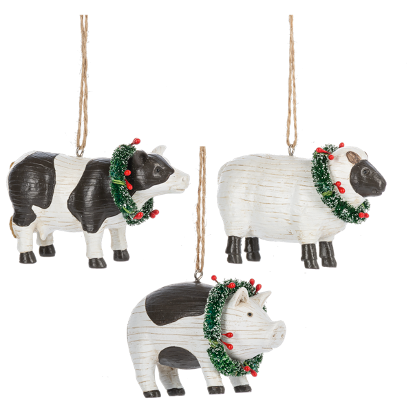 Folk Art Farm Animal Ornaments