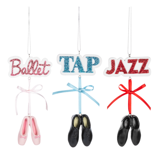 Dance Shoe Ornaments - Ballet, Tap, & Jazz