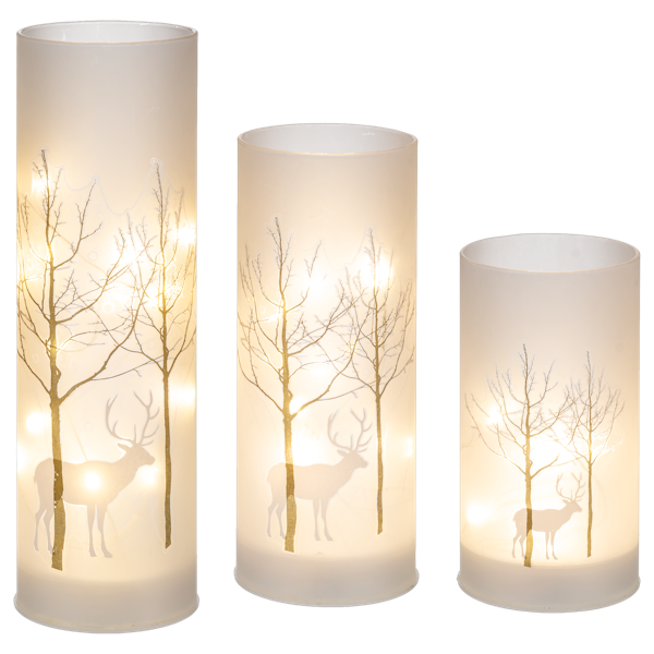 LED Birch Pillar Luminary Set