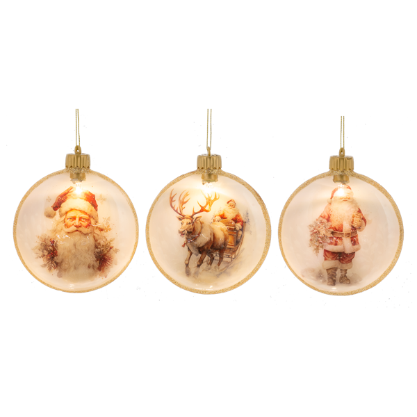 LED Santa Disc Ornaments