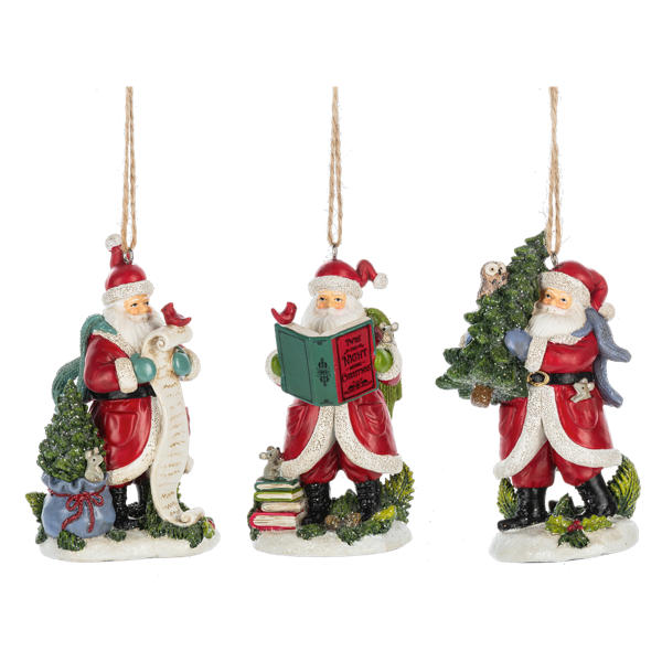 Woodland Santa Ornaments