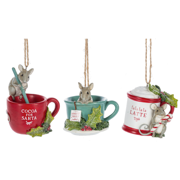 Mouse with Teacup Ornaments