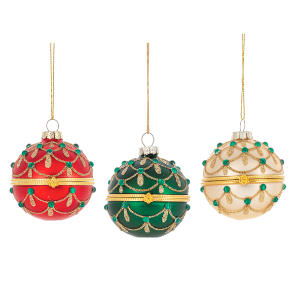 Glittered Hinged Ball Ornaments