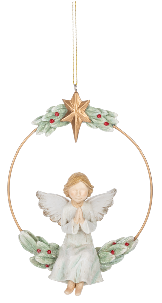 Angel Praying in Wreath Ornament