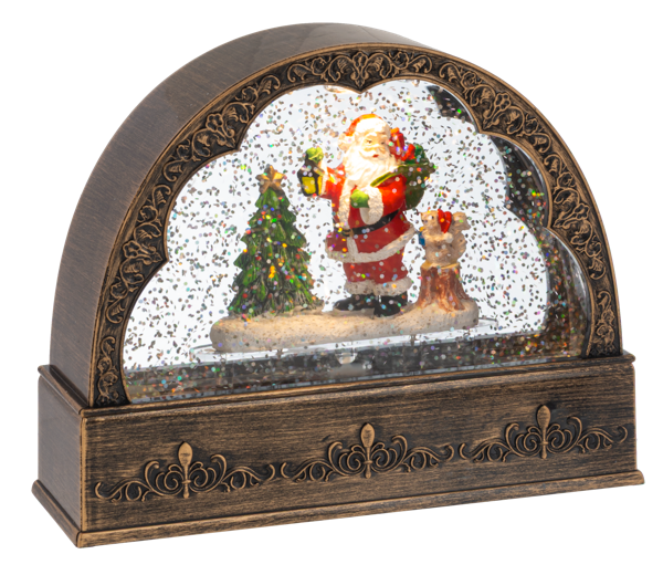 Arched Lighted Water Lantern with Santa
