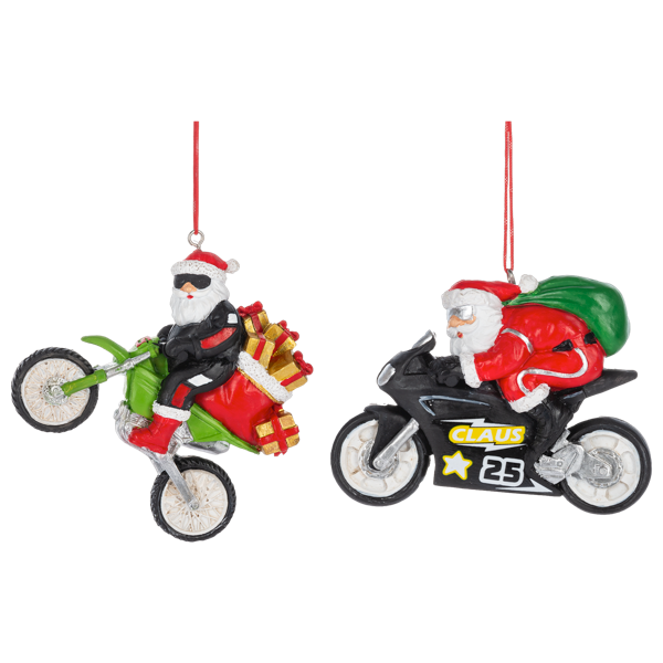 Santa Motorcycle Ornament
