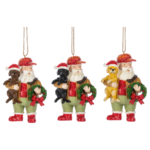 Santa and Pup Ornaments