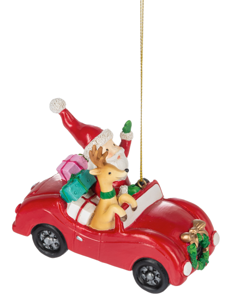 Santa in Town Car Ornament