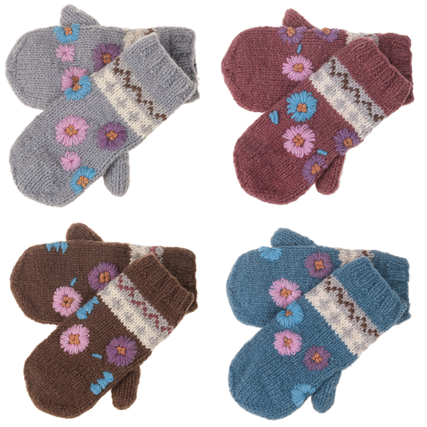 Knit Floral Mitten Ornament