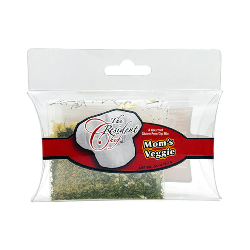 Packaged dip mix with 'The Resident Chef' label on a white background