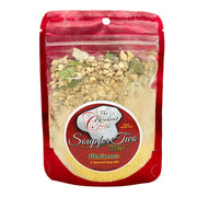 Mushroom soup mix package with visible ingredients on a white background