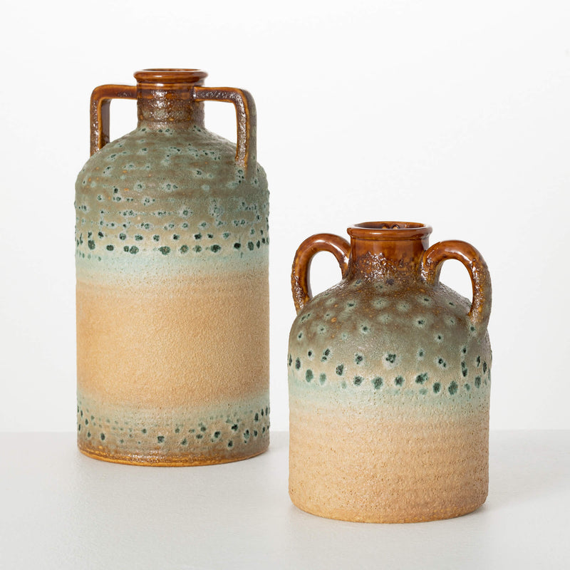 Distressed Rust Handled Vases