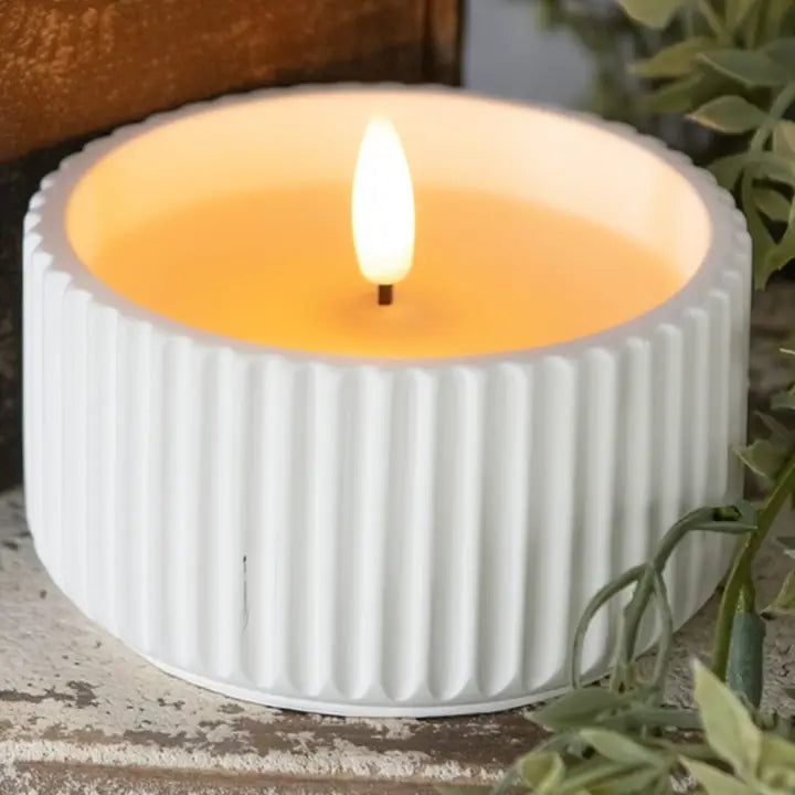 Flame Ribbed Cement Candle