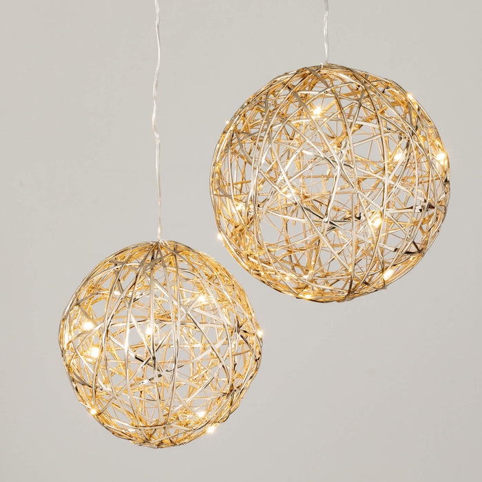 Gold Lighted Hanging Globe - 2 Sizes