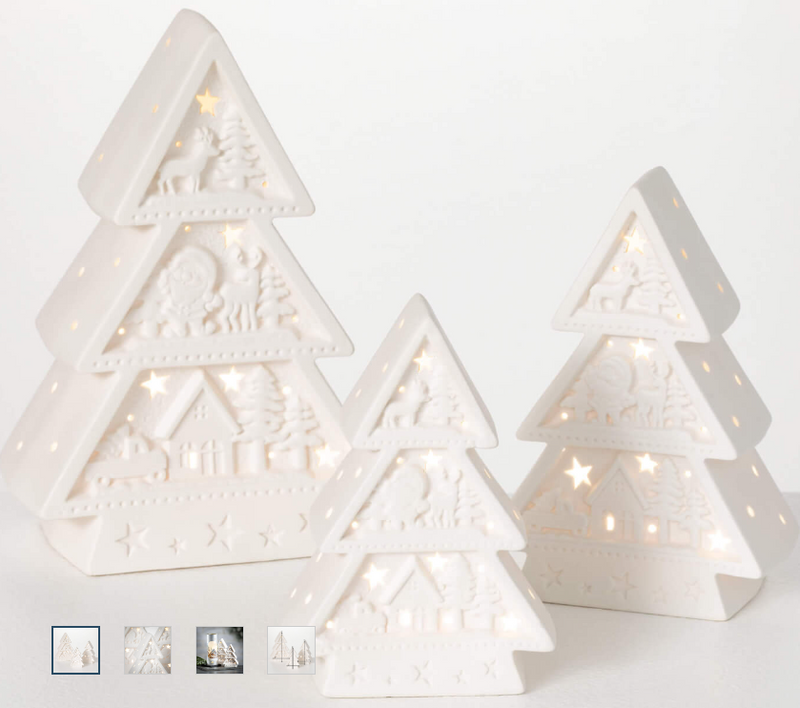 Set of white decorative Christmas tree lights on a white background