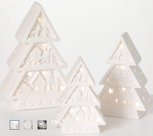 Set of white decorative Christmas tree lights on a white background