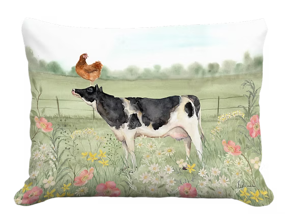 Cow and Hen Stack Pillows
