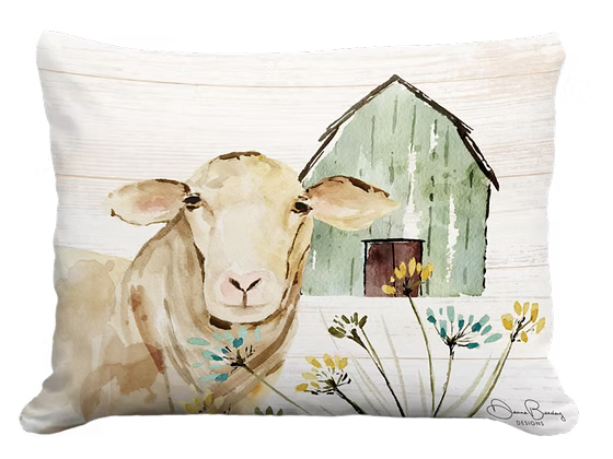 Sheep at the Barn Pillow