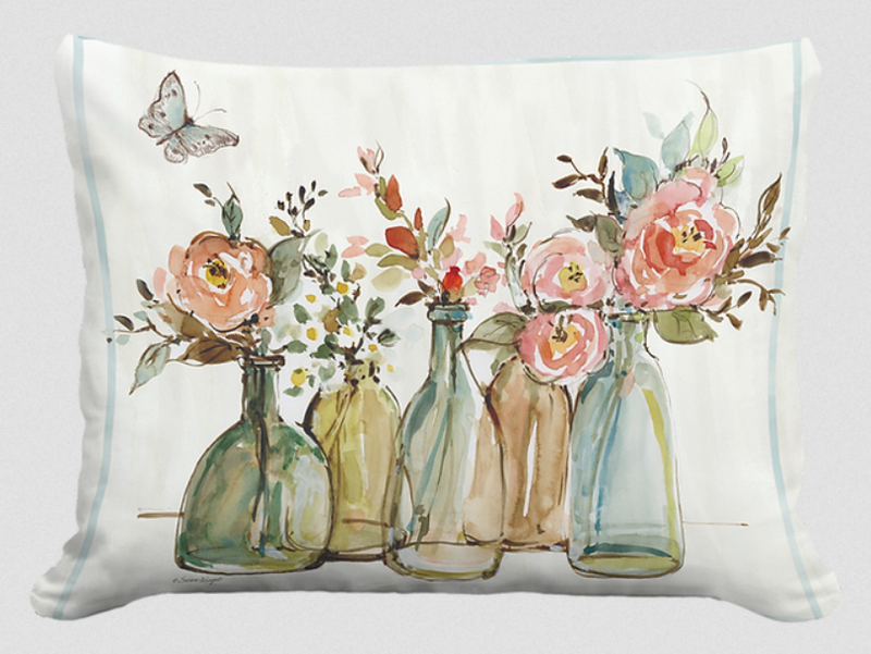 Flowers in Glass Bottle Pillow
