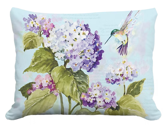 Hummingbird with Hydrangea Pillow