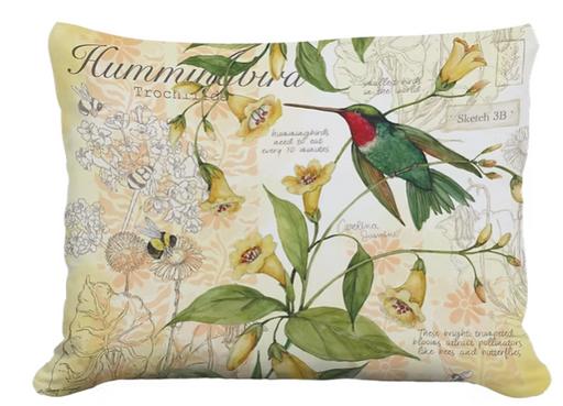 Hummingbird Pillow with Green leaves