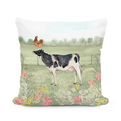 Cow and Hen Stack Pillows